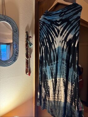 Tie-Dye Blue and Black Maxi Skirt